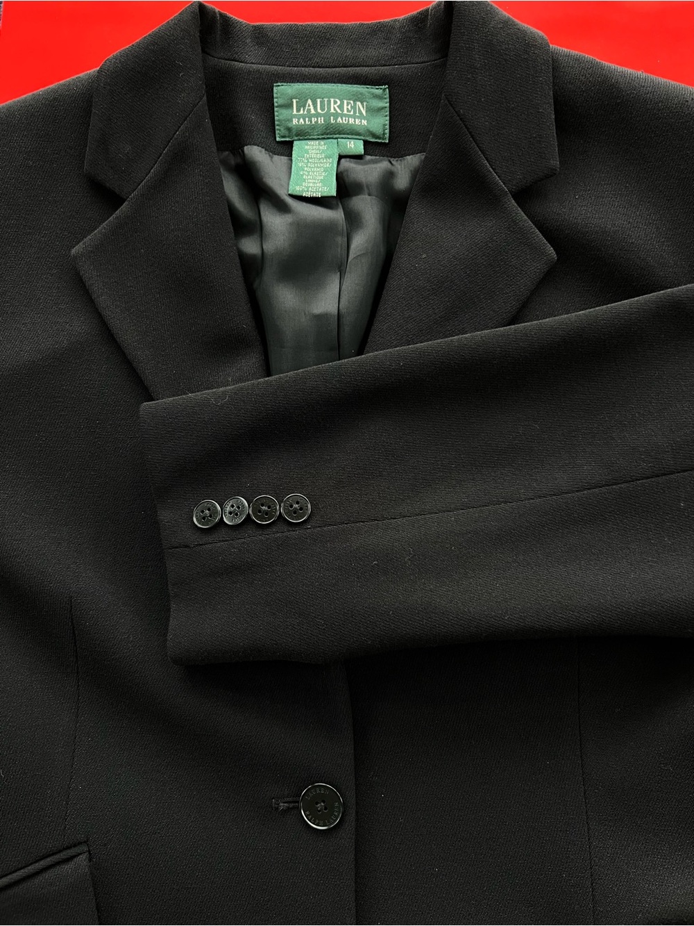Lauren Ralph Lauren Black Wool Blazer. Sz. 14